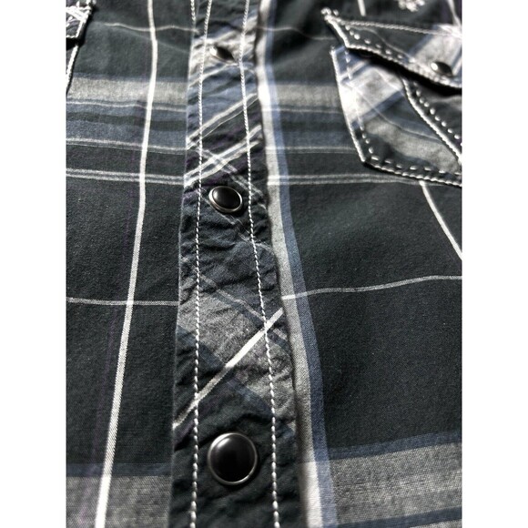 Eighty Eight Platinum Mens‎ Large black Plaid long Sleeve Button Up Embroidered - Picture 9 of 11